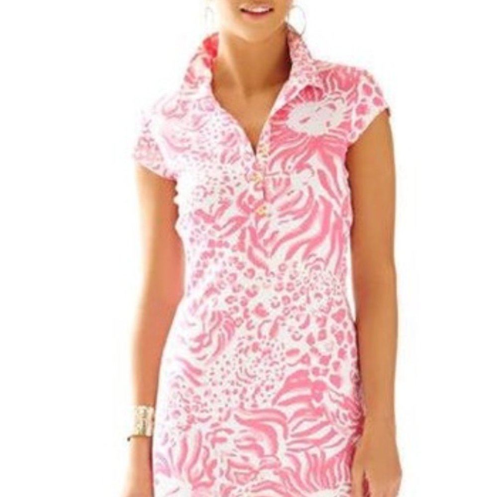 Lilly Pulitzer Pink & White Collared Floral-Print Mini Dress